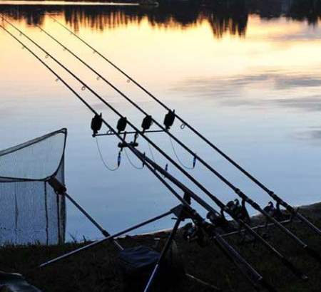 Pêcheurs installés au bord du lac
